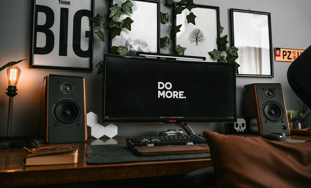 Modern video editing room with review screens