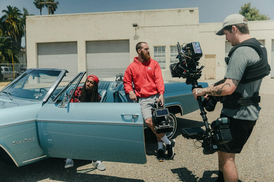 digital film camera on set