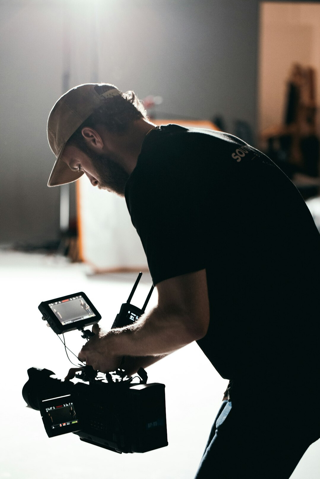 professional cameraman shooting film
