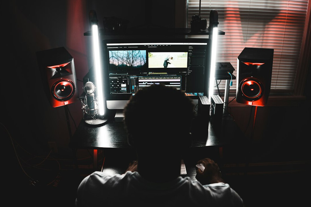 video editor working late